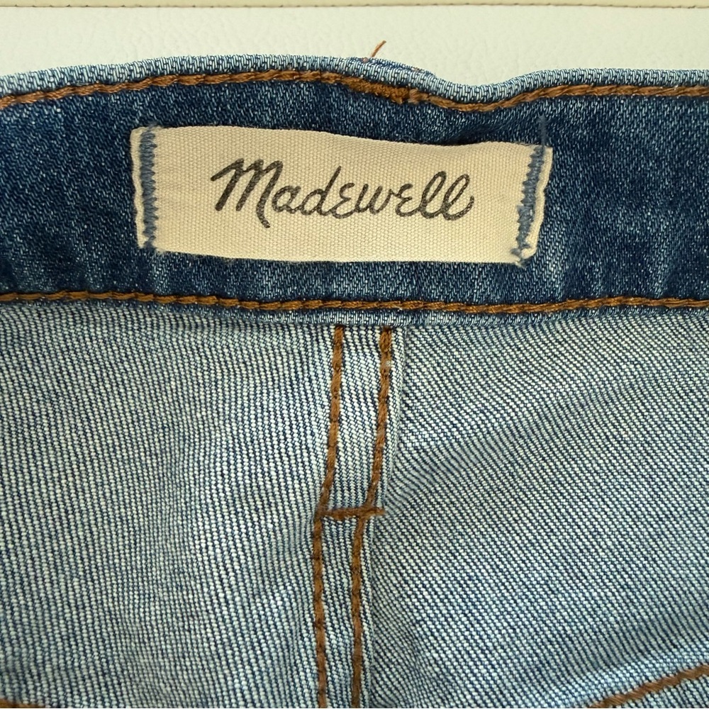 Madewell High Rise Slim Boy Distressed at Knees Raw Hem Blue Jeans 27 - Picture 5 of 7